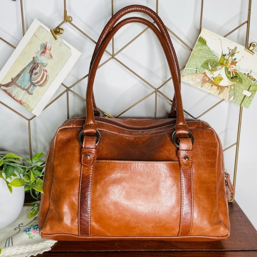 Vintage 90s Leather Cognac Handbag